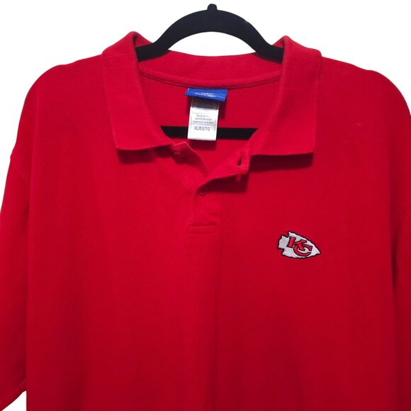 Vintage Reebok Kansas City Chiefs Red Polo Shirt XL 100% Cotton NFL Team Apparel - Picture 2 of 6